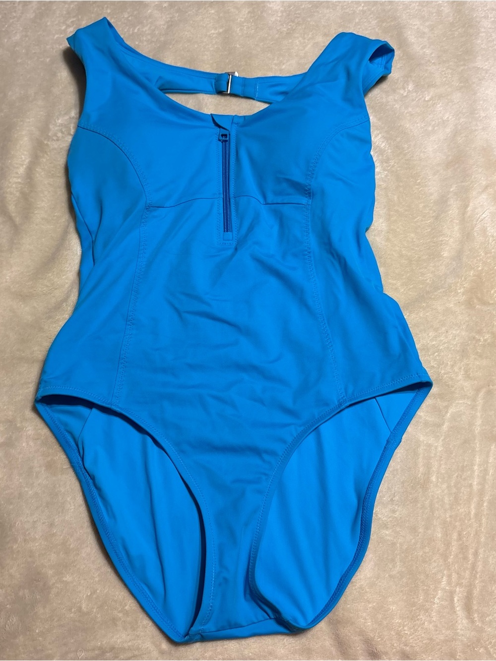Athleta Electric Blue One-Piece Swimsuit with Front Zip